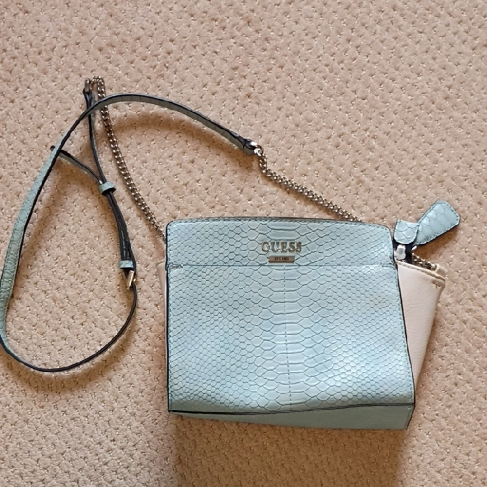 GUESS Light Blue and Cream Crossbody Bag